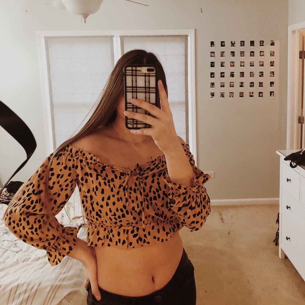 cheetah off the shoulder top!